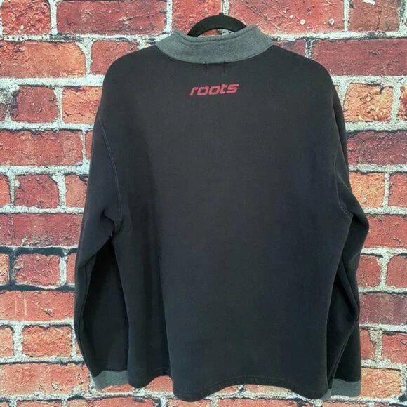 Vintage Roots Athletics Sweatshirt Large L Gray 1/4 Zip Pullover Sweater - Picture 2 of 7